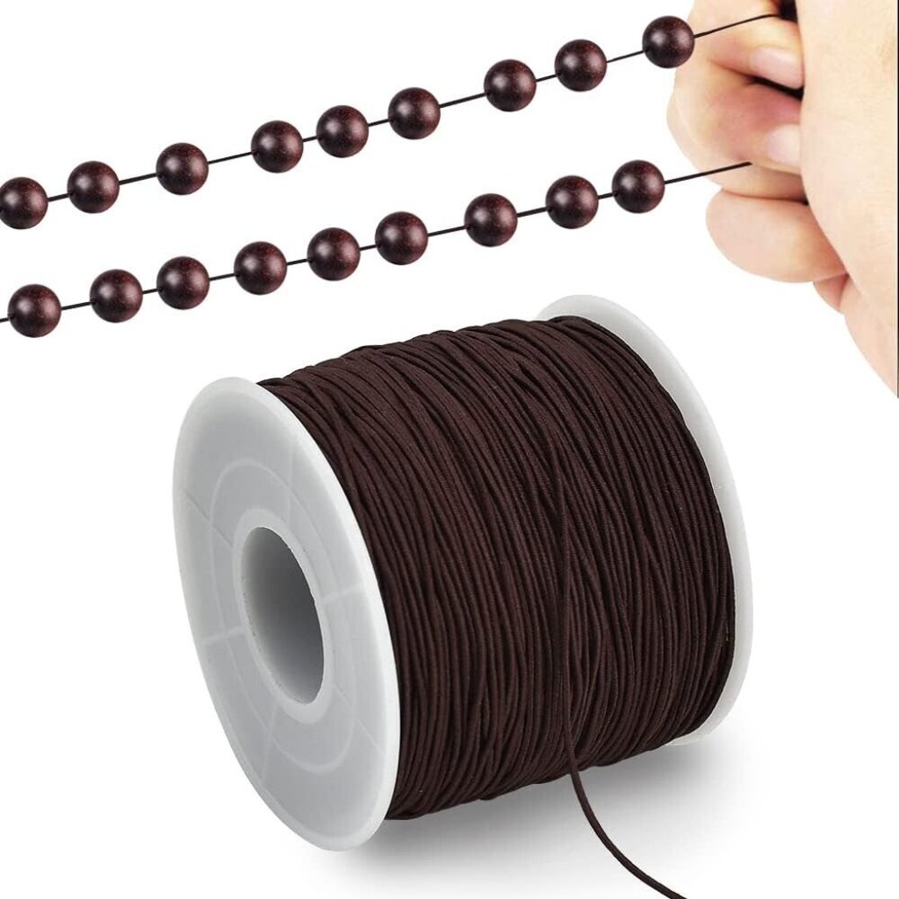 1mm x 110 Yards Brown Elastic String for Bracelet Jewelry Making, Stretchy Cord
